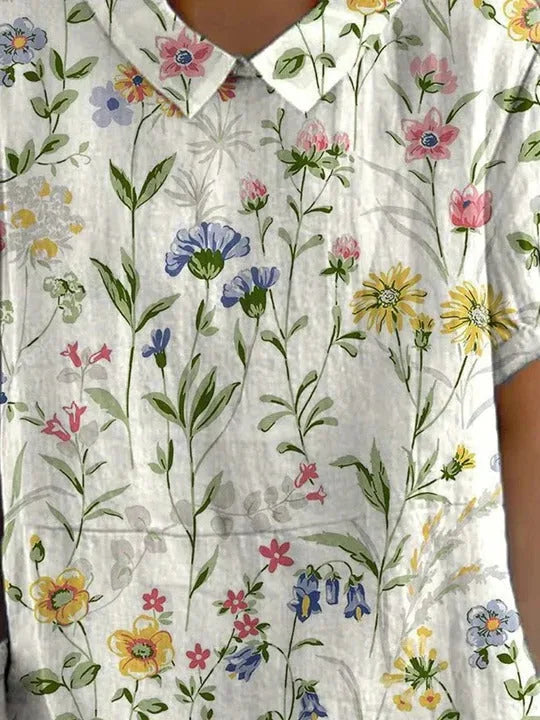 Isadora | Women's Shirt with Retro Floral Print