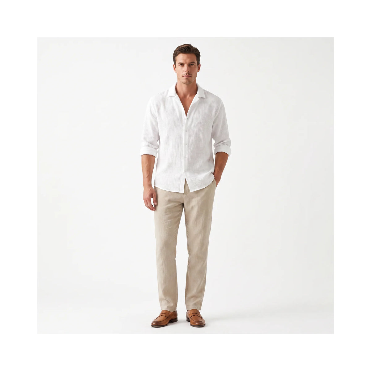 Harold | Men's Crinkled Cotton Gauze Shirt, Relaxed Fit