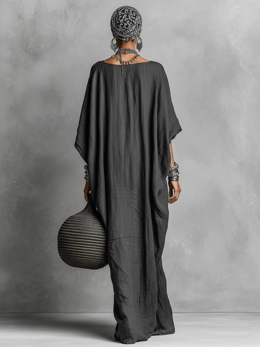 Harriet | Loose Cotton Linen Batwing Sleeve Maxi Dress for Women