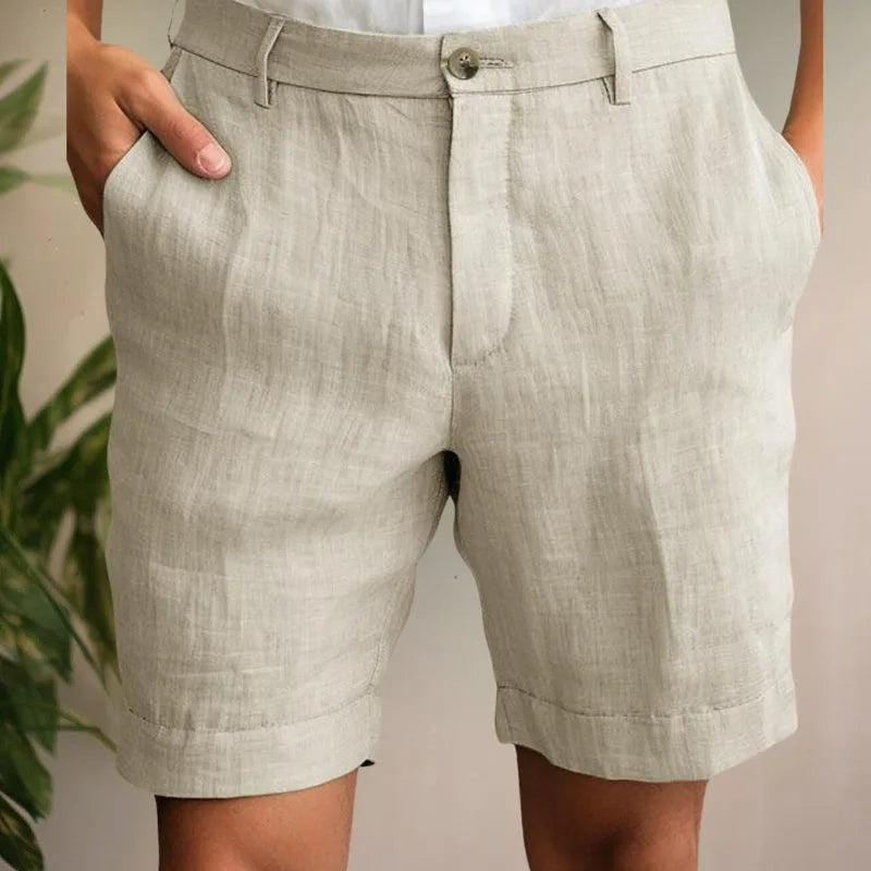 Callum | Men's Linen Button Fly Shorts with Side Pockets