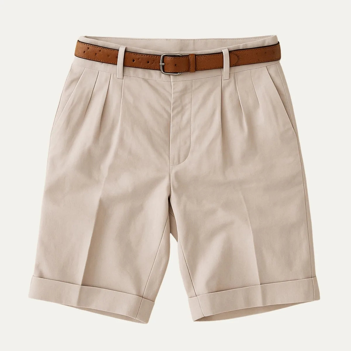 Seth | Men's Pleated Chino Shorts with Turn-Up Hem