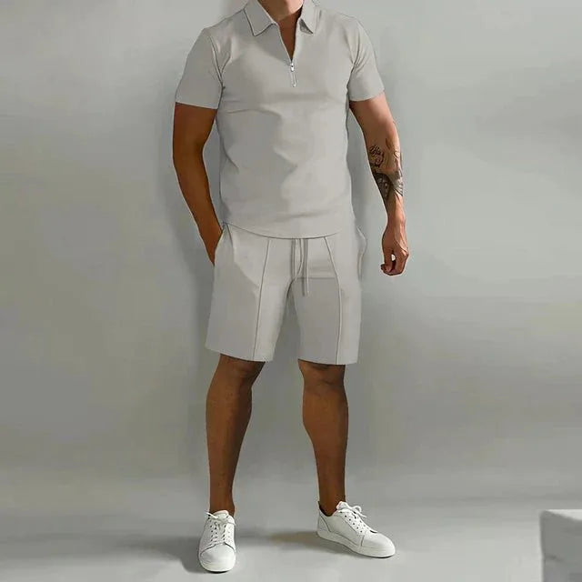 Joseph | Men's Zip-Collar Polo and Shorts Set in Breathable Fabric