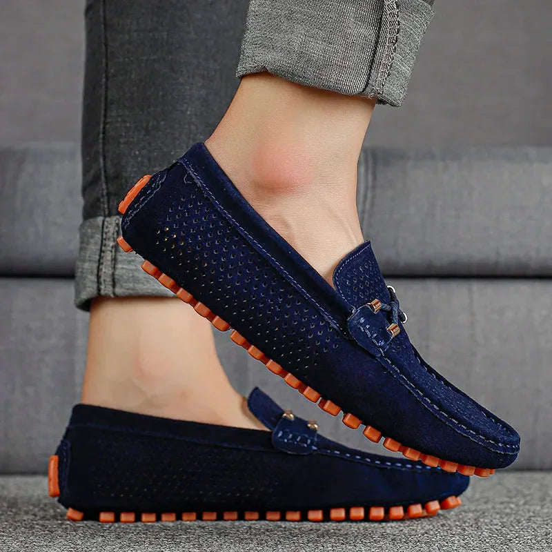 Hugh | Men's Perforated Suede Driving Loafers with Comfort Sole
