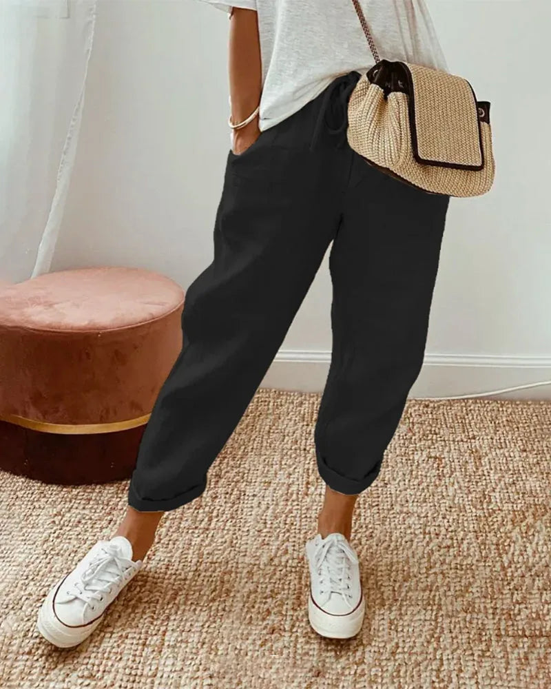 Nina | Relaxed Linen Pants for Women with Drawstring Waist