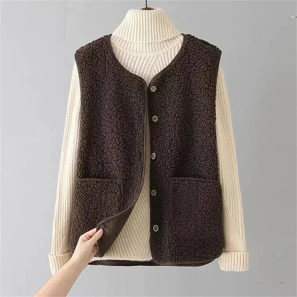 Leonora | Sherpa Fleece Puffer Vest for Women in Autumn Winter