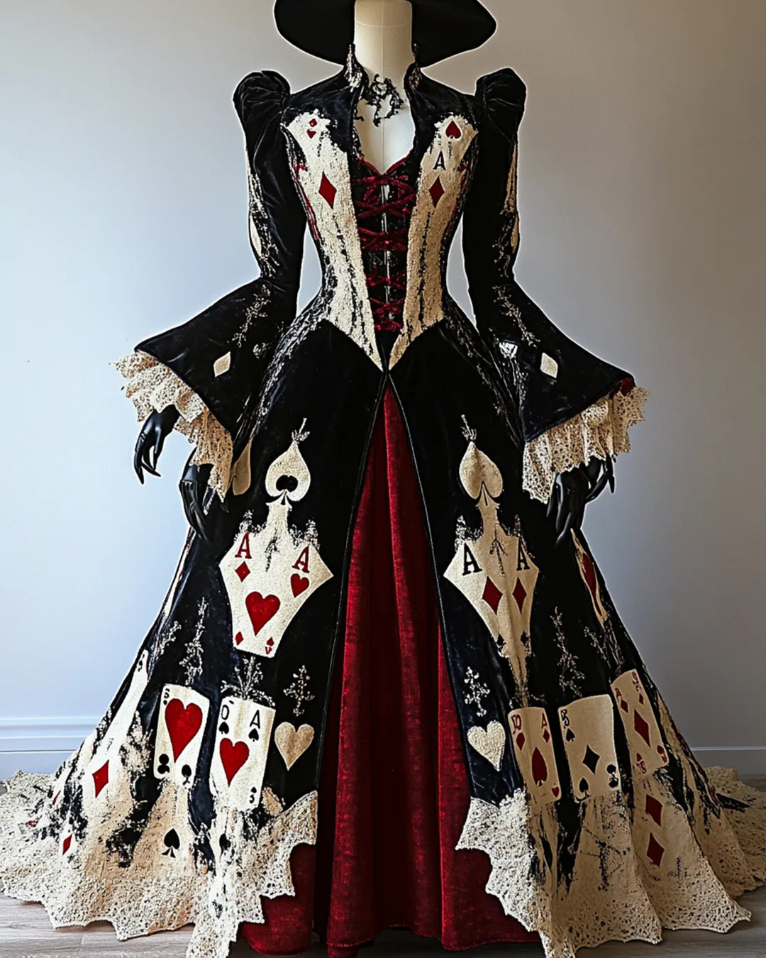 Romilly | Black Velvet Playing Card Costume Gown for Women