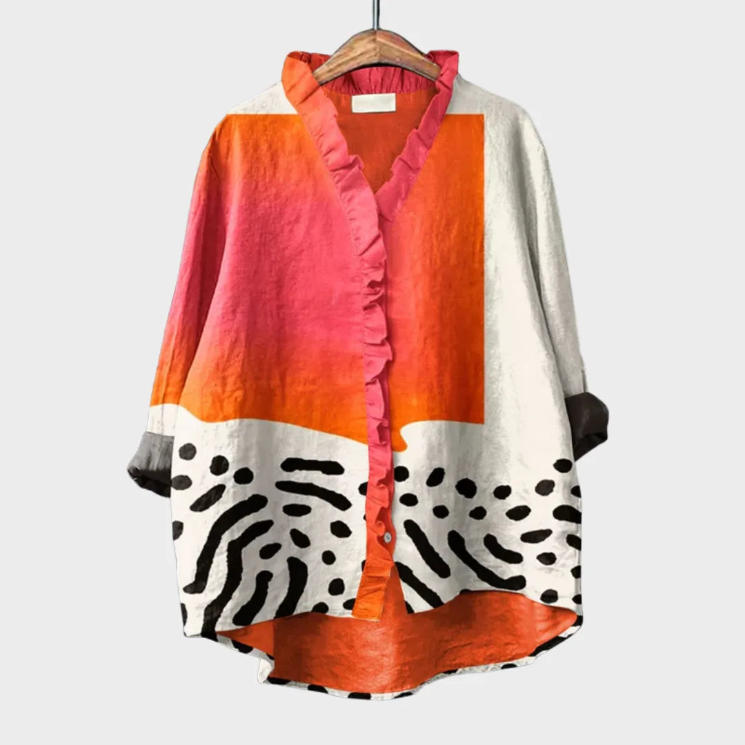 Poppy | Multicolour Ruffle Collar Blouse for Women
