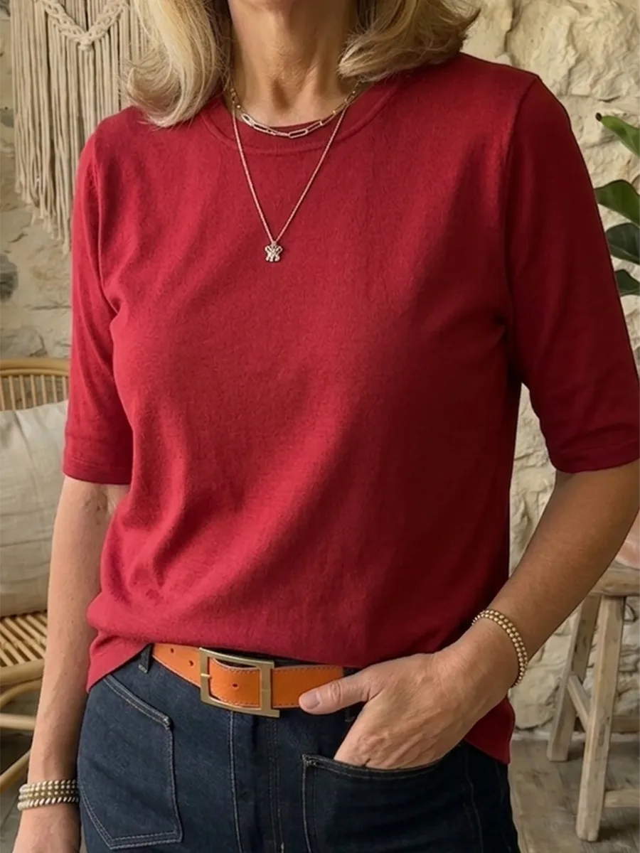 Women's Cotton Half-Sleeve Crew Neck T-Shirt image 10