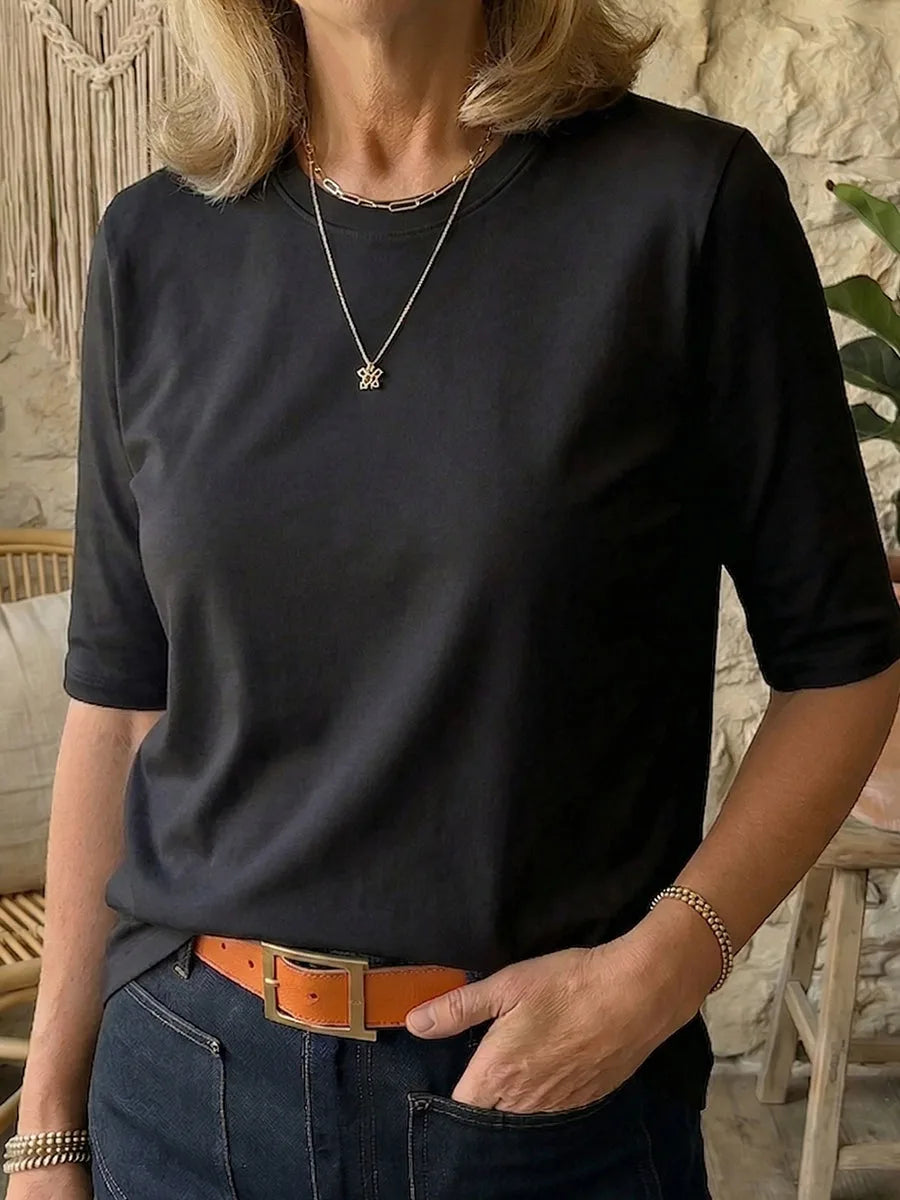Women's Cotton Half-Sleeve Crew Neck T-Shirt image 11