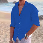 Cotton Linen Button-Down Shirt for Men image 9