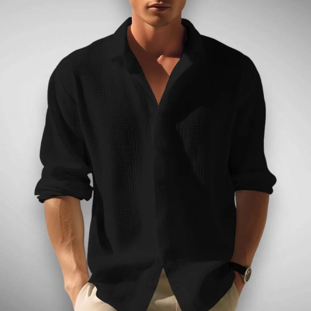 Men's Crinkled Cotton Gauze Shirt, Relaxed Fit image 9
