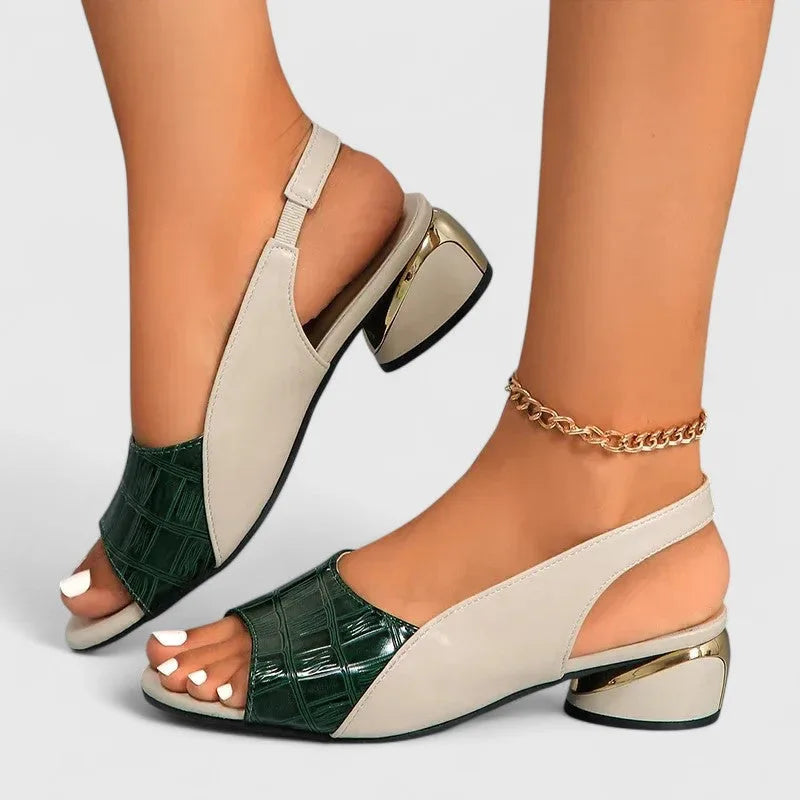 Livia | Croc-Embossed Leather Slingback Sandals for Women
