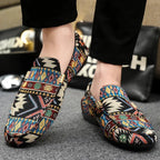 Men's Ethnic Pattern Woven Loafers with Gold Detail image 10