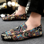 Men's Ethnic Pattern Woven Loafers with Gold Detail image 9