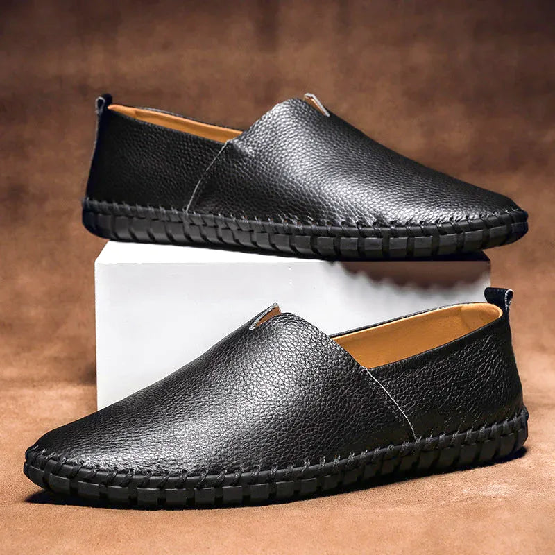 Genuine Leather Slip-On Loafers for Men with Cushioned Comfort image 10