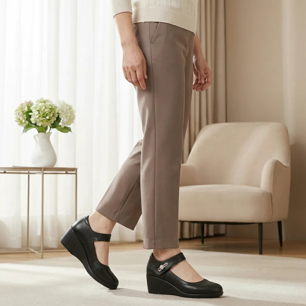 Mildred | Leather Mary Jane Wedge Comfort Shoes for Women