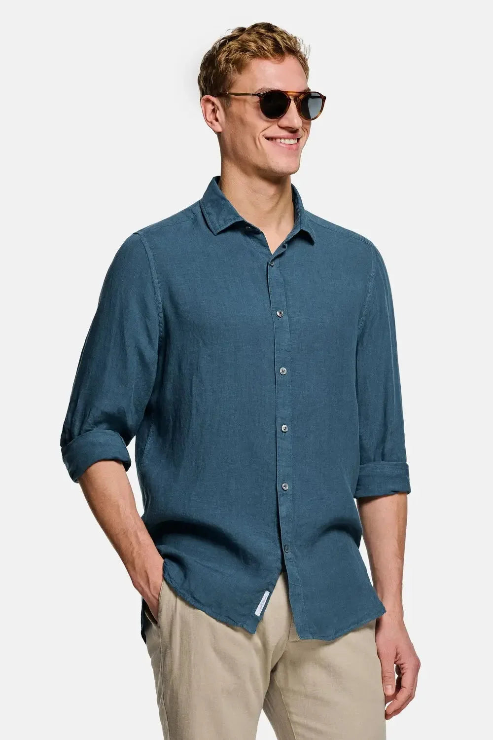 Men's Linen Regular-Fit Long Sleeve Shirt image 21
