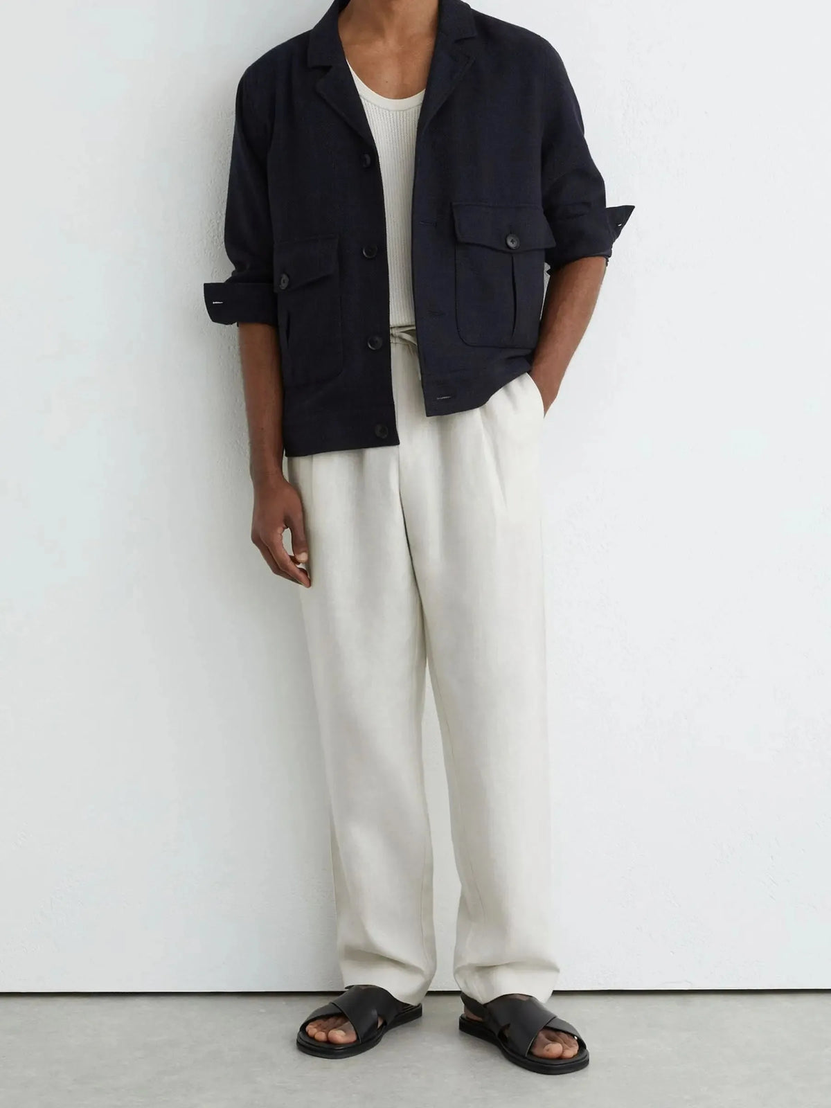 Relaxed-Fit Linen Drawstring Trousers for Men image 17