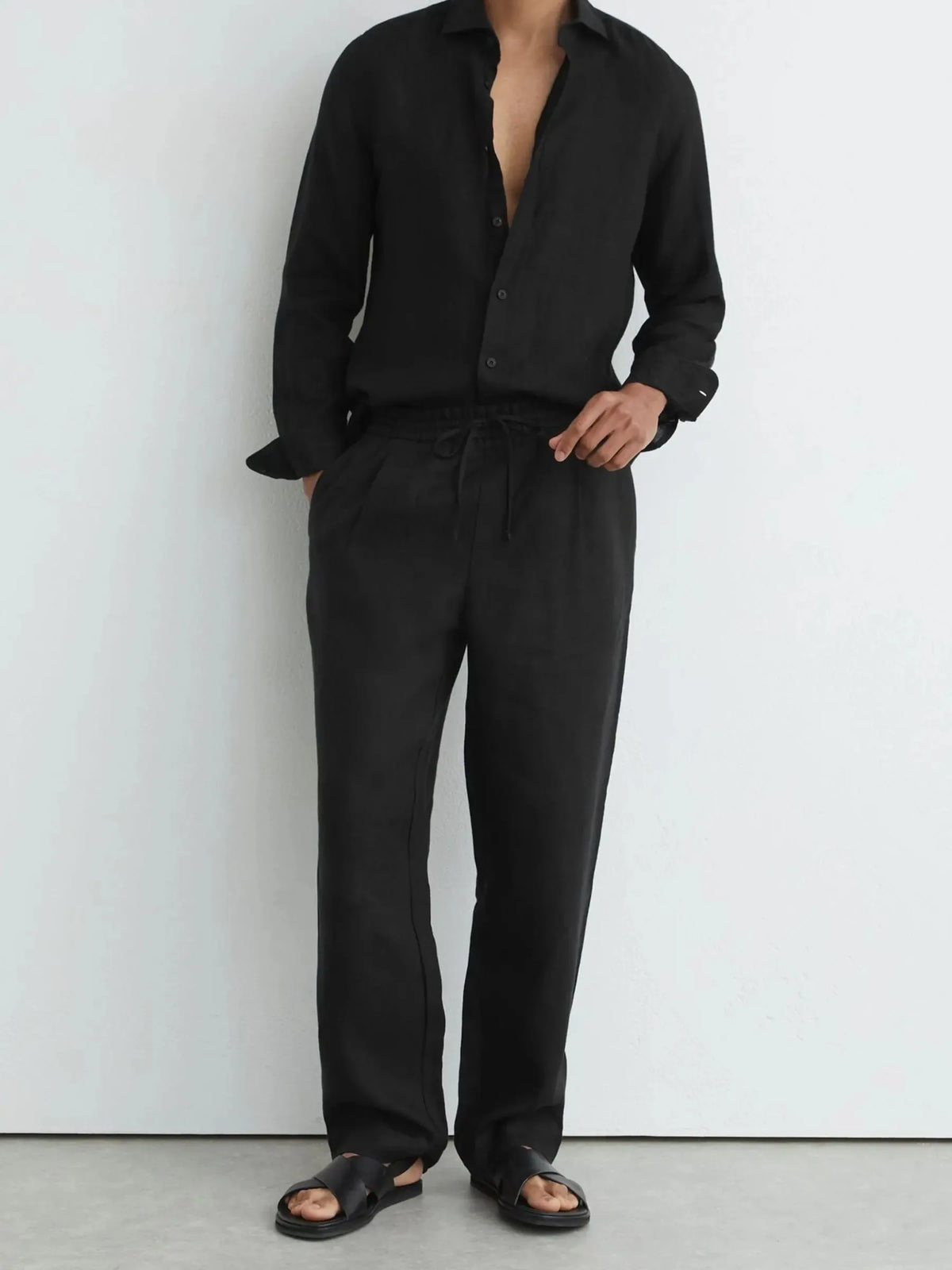 Relaxed-Fit Linen Drawstring Trousers for Men image 24