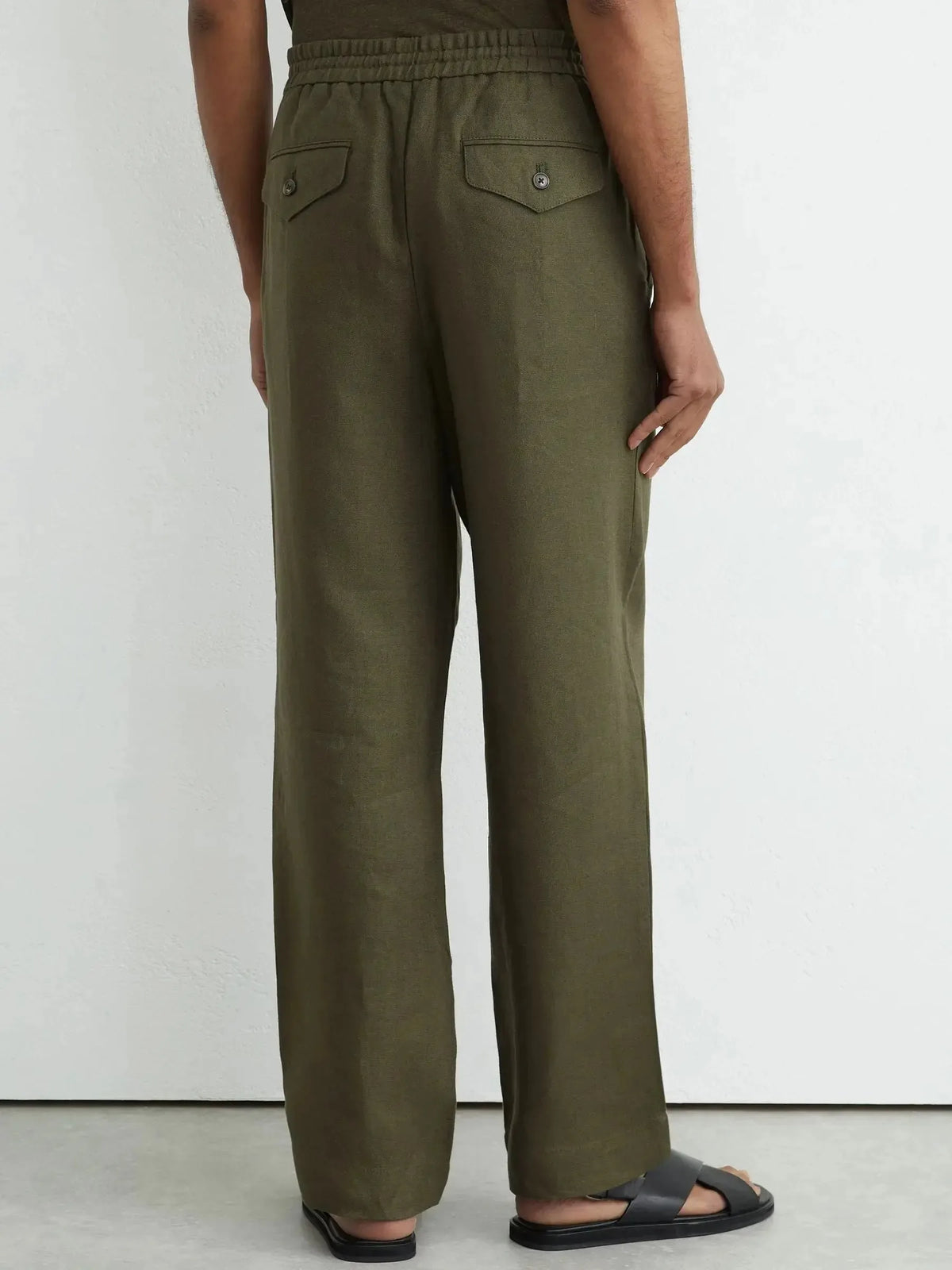 Relaxed-Fit Linen Drawstring Trousers for Men image 32