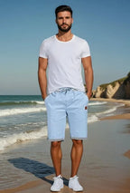 Men's Knee-Length Drawstring Cotton Shorts image 19