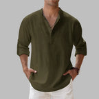 Men's Relaxed Linen Notch Collar Shirt for Summer image 10