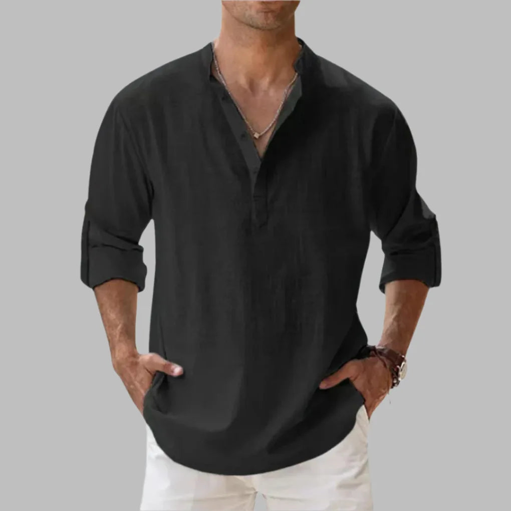 Herbert | Men's Relaxed Linen Notch Collar Shirt for Summer