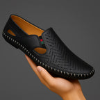 Men's Perforated Leather Slip-On Loafers with Cushioned Comfort image 10