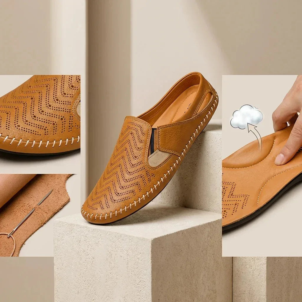 Men's Perforated Leather Slip-On Loafers with Cushioned Comfort image 13