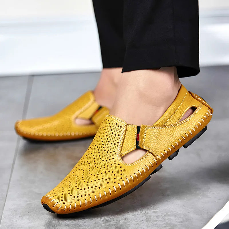 Men's Perforated Leather Slip-On Loafers with Cushioned Comfort image 18