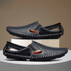 Men's Perforated Leather Slip-On Loafers with Cushioned Comfort image 19