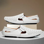 Men's Perforated Leather Slip-On Loafers with Cushioned Comfort image 21