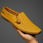 Men's Perforated Leather Slip-On Loafers with Cushioned Comfort image 9