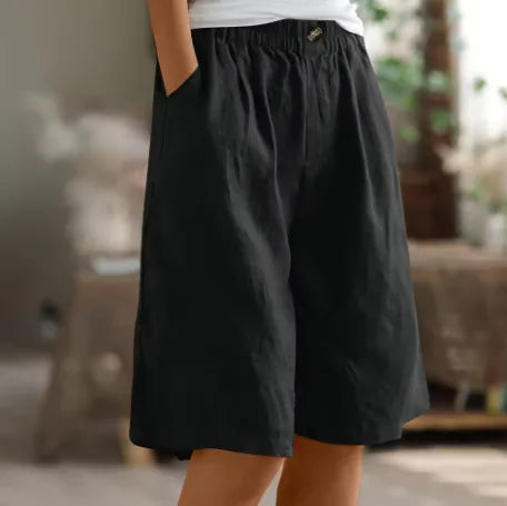 Relaxed Linen-Style Shorts with Elastic Waist for Women image 10
