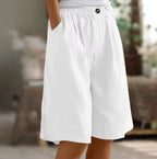Relaxed Linen-Style Shorts with Elastic Waist for Women image 11