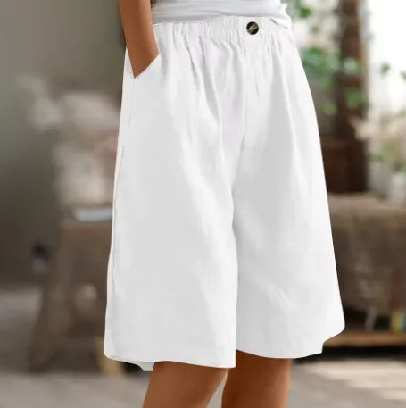 Relaxed Linen-Style Shorts with Elastic Waist for Women image 11
