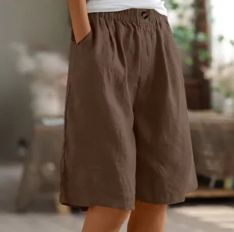 Relaxed Linen-Style Shorts with Elastic Waist for Women image 12