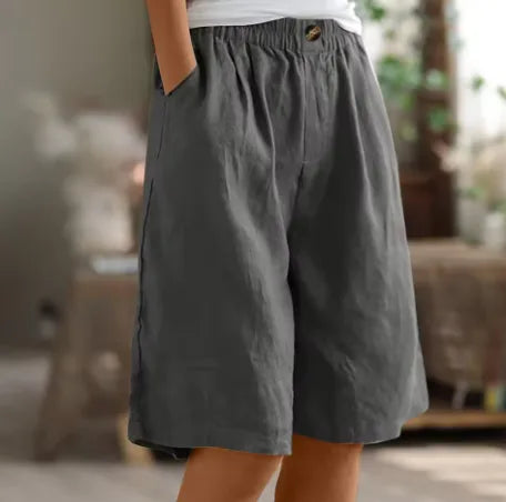 Delia | Relaxed Linen-Style Shorts with Elastic Waist for Women