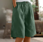 Relaxed Linen-Style Shorts with Elastic Waist for Women image 9