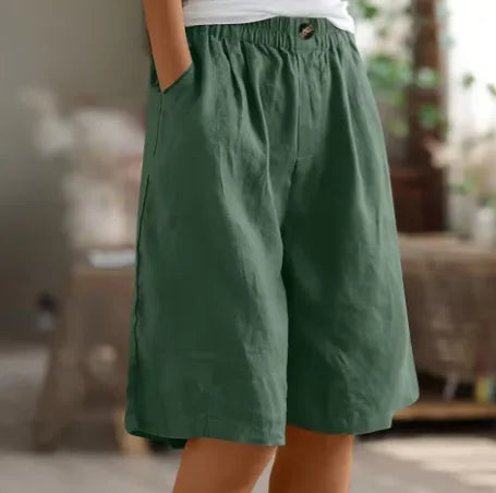 Relaxed Linen-Style Shorts with Elastic Waist for Women image 9