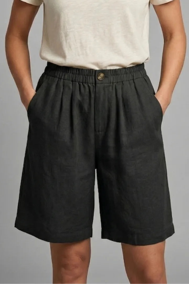 Relaxed Linen Shorts with Elasticated Waist for Women image 11