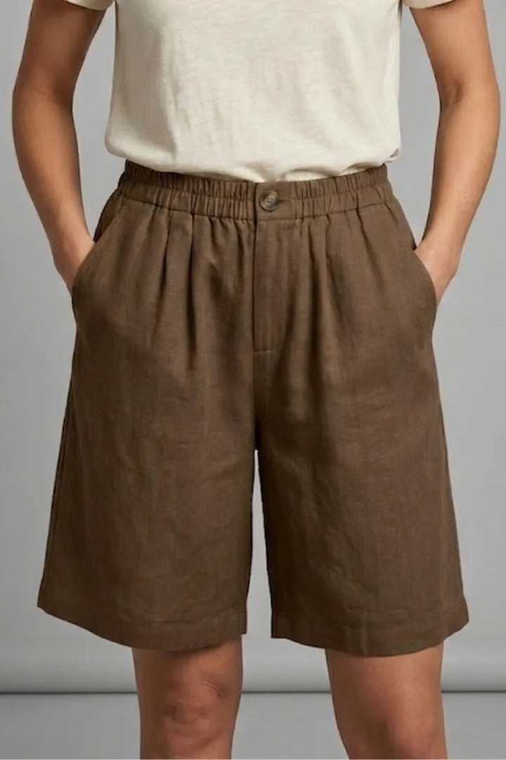 Relaxed Linen Shorts with Elasticated Waist for Women image 13