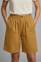 Relaxed Linen Shorts with Elasticated Waist for Women image 14
