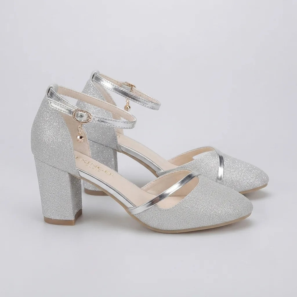 Alexandra | Glitter Block Heel Sandals for Women
