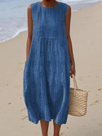 Sleeveless Relaxed Fit Midi Dress for Women in Summer image 9