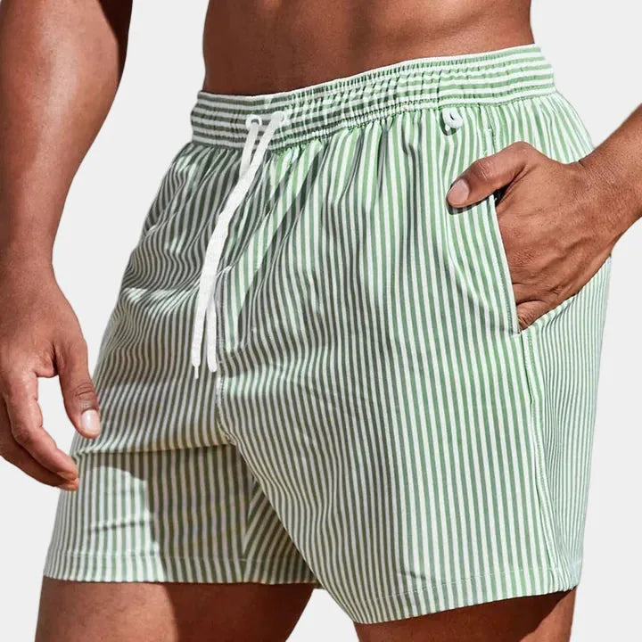 Theodore | Men's Striped Drawstring Boardshorts with Side Pockets