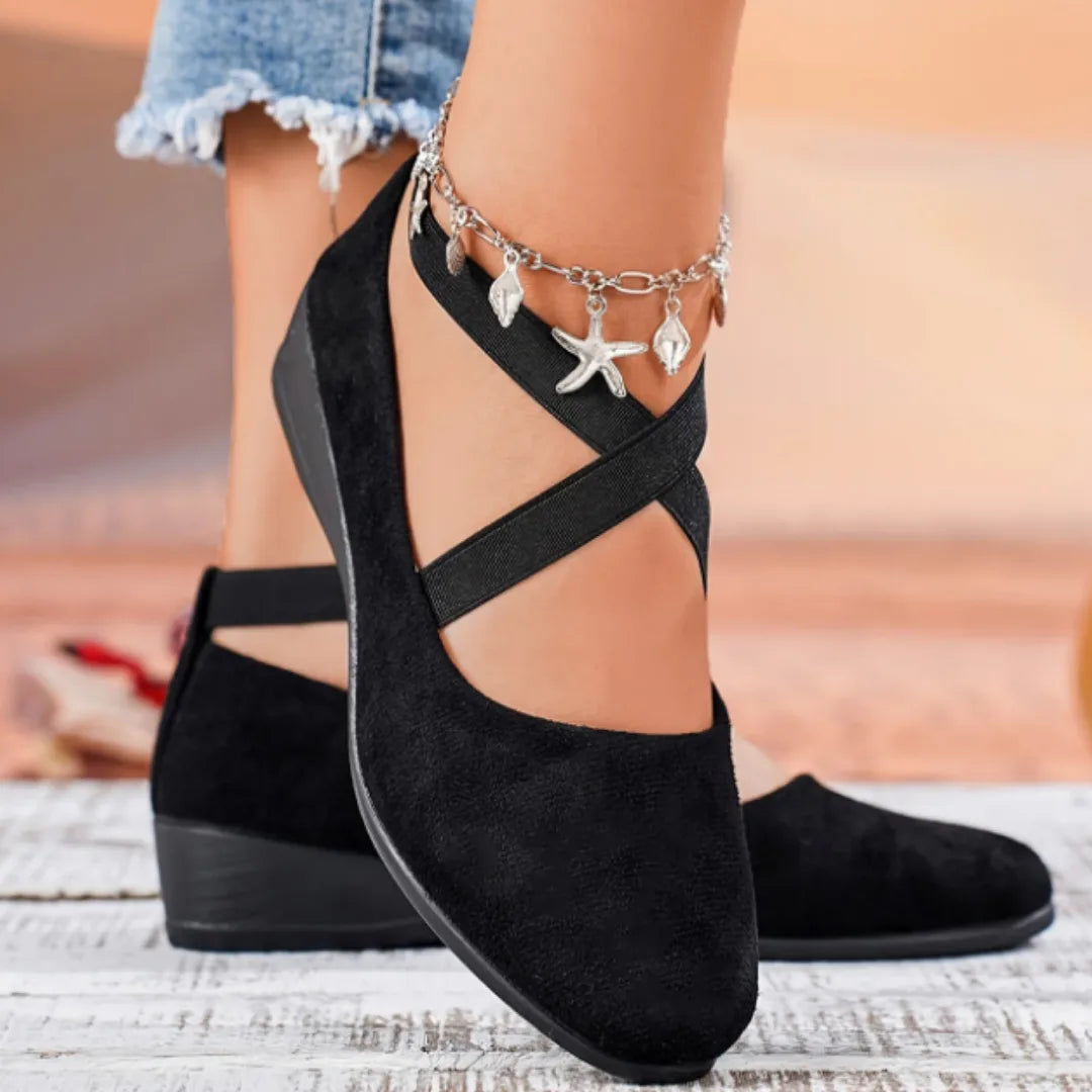 Sophie | Suede Crisscross Ballet Flats with Arch Support for Women