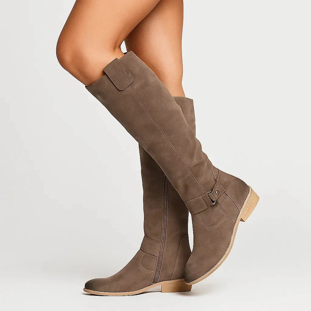 Vivienne | Women's Knee-High Suede Boots with Block Heel