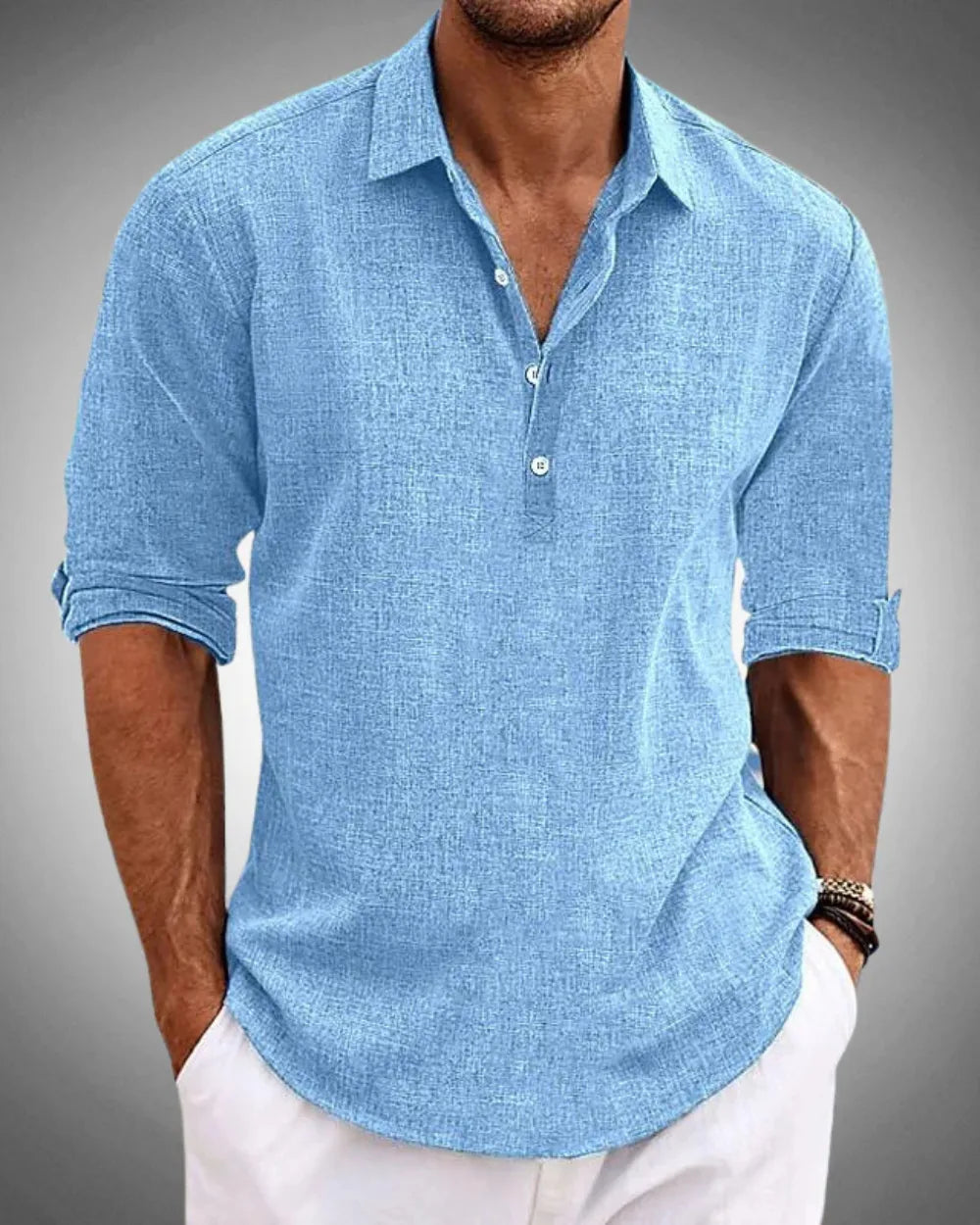 Reginald | Men's Textured Popover Shirt with Collar