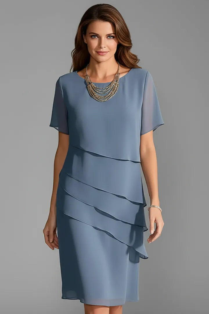 Enid | Women's Tiered Chiffon Layered Midi Dress